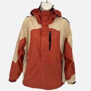 GoLite Womens Red & Beige Colorblock Hooded Jacket M Lightweight Windbreaker